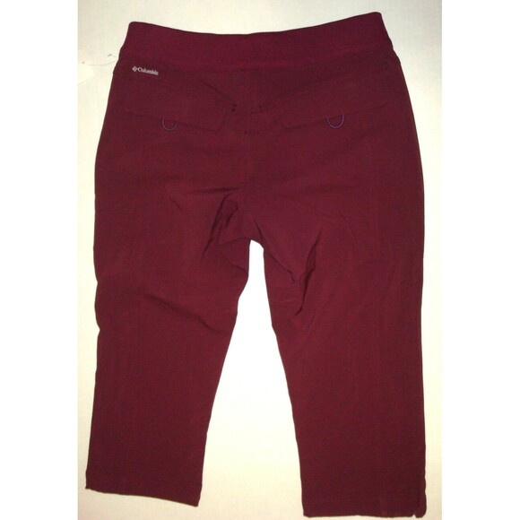 Womens M New NWT Columbia Capri Pants Pockets Dark Red Bryce Canyon UPF Burgundy - Picture 5 of 6